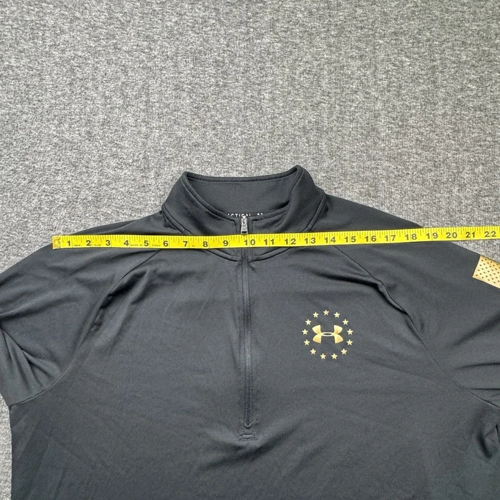 Under Armour Tactical Pullover Mens‎ Large Black 1/4 Zip HeatGear Flag Stars USA